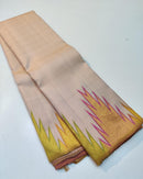Half White Korvai Temple Border Pure Kanchipuram Silk Saree