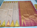 Half White Korvai Temple Border Pure Kanchipuram Silk Saree