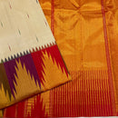 Half White Korvai Contrast Multi Color Temple Border with Body Butta Kanchipuram Silk Saree