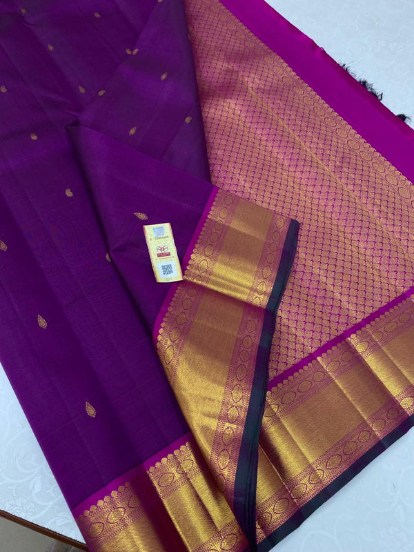 Purple Pure Kanchipuram Handloom Silk Saree