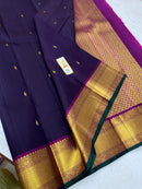 Dark Purple Pure Kanchipuram Handloom Silk Saree