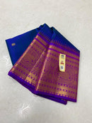 Peacock Blue Korvai Temple Border Kanchipuram Silk Saree