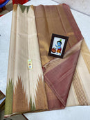 Half White Temple Border Kanchipuram Zari Lines Silk Saree