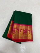 Exclusive Sita Rama Swayamvara Bottle Green Pink Combination Pure Korvai Kanchipuram Silk Saree