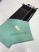 Pastel Blue Plain Soft Silk Saree with Contrast Designer Pallu & Blouse