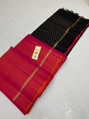 Dual Shade Orange Pink Plain Soft Silk Saree with Contrast Designer Pallu & Blouse