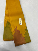 Mustard Yellow Korvai Temple Border Kanchipuram Silk Saree