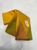 Mustard Yellow Korvai Temple Border Kanchipuram Silk Saree