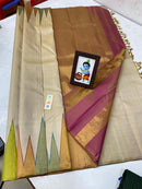 Half White Korvai Temple Border Kanchipuram Silk Saree
