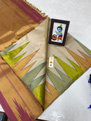 Half White Korvai Temple Border Kanchipuram Silk Saree