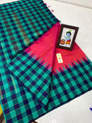 Pink Korvai Multi Color Weaving Temple Border Kanchipuram Silk Saree