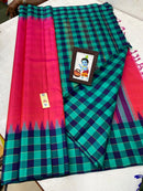 Pink Korvai Multi Color Weaving Temple Border Kanchipuram Silk Saree