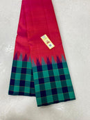 Pink Korvai Multi Color Weaving Temple Border Kanchipuram Silk Saree