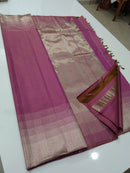 Dual Shade Pink Seepu Rekku Border Kanchipuram Handloom Silk Saree