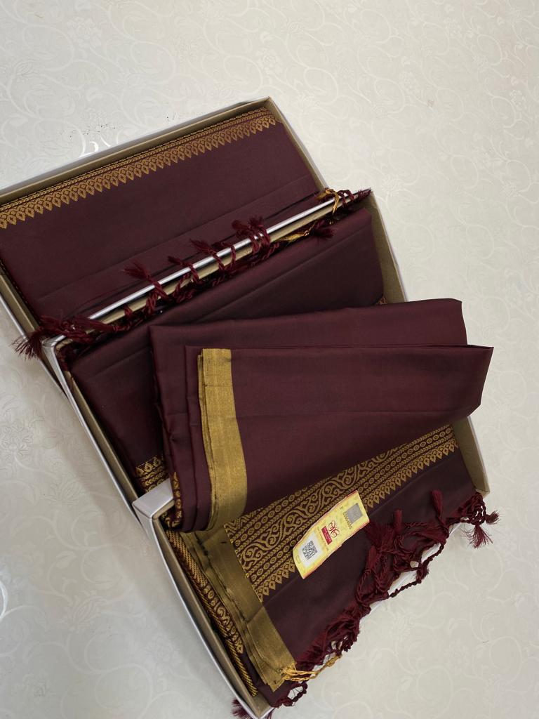 Brown Plain Soft Silk Saree with Designer Pallu and Designer Blouse