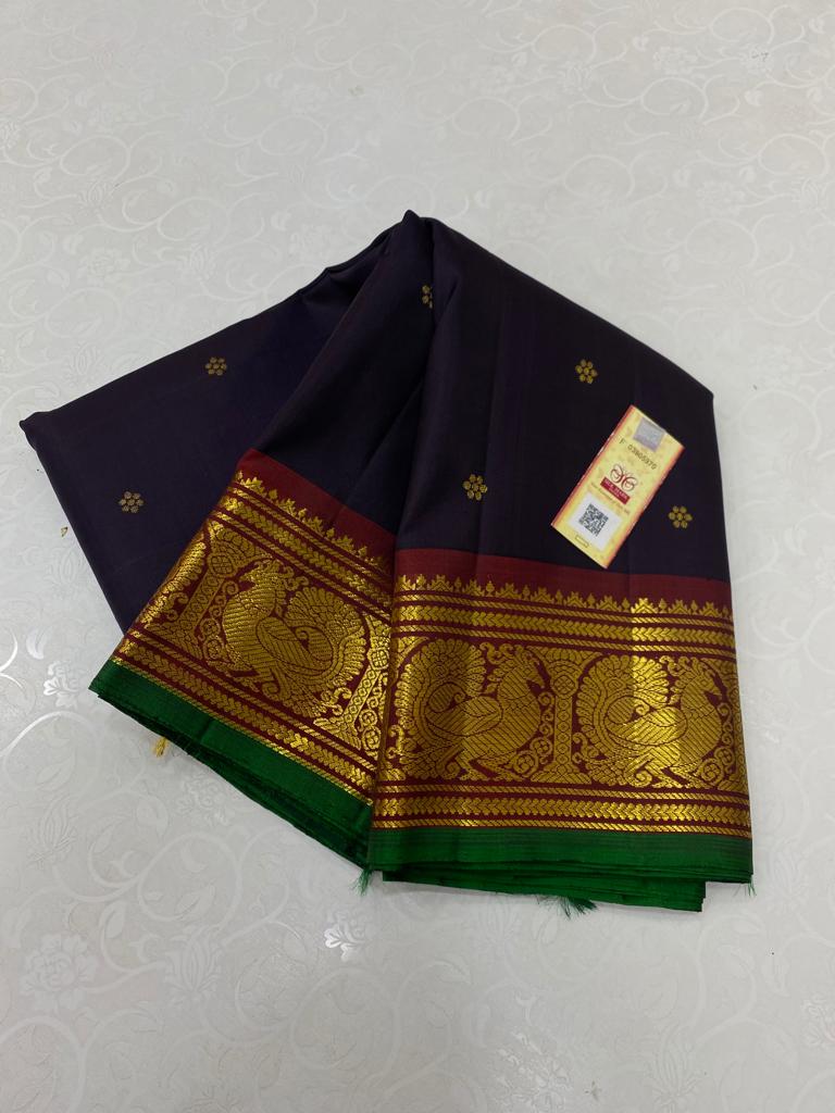 Classic Black Handloom Kanchipuram Silk Saree