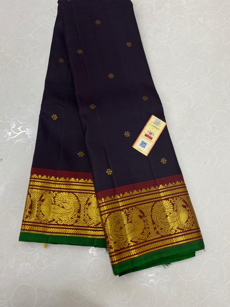 Classic Black Handloom Kanchipuram Silk Saree