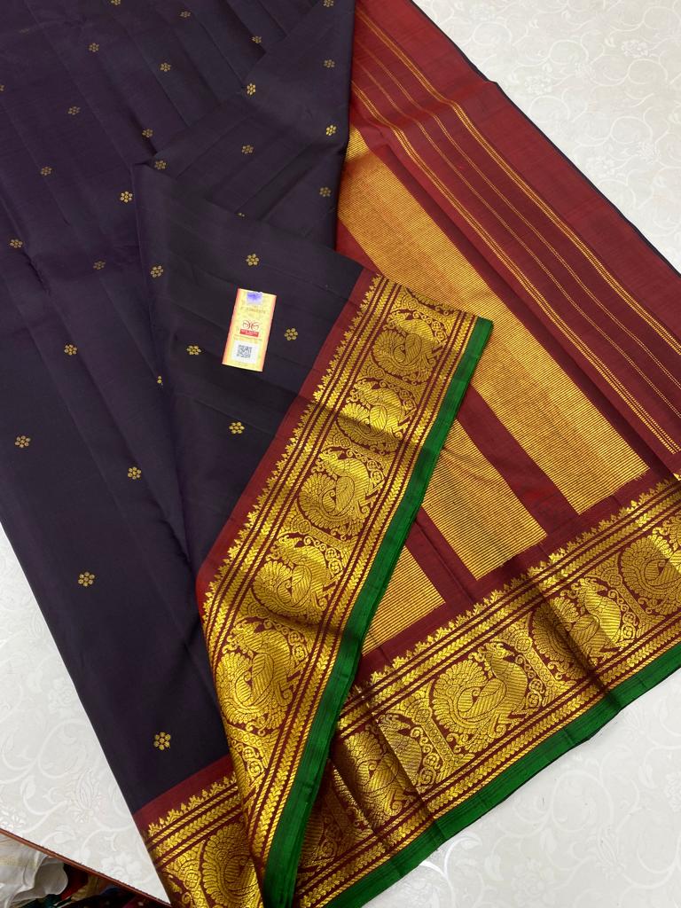 Classic Black Handloom Kanchipuram Silk Saree