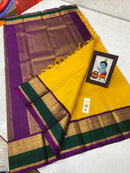Yellow Kanchipuram Silk Saree with Retta Pettu Border