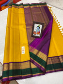 Yellow Kanchipuram Silk Saree with Retta Pettu Border