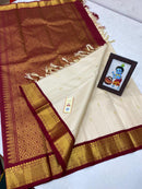 Half White Korvai Kanchipuram Silk Saree