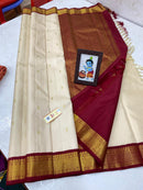 Half White Korvai Kanchipuram Silk Saree