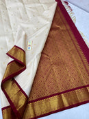 Half White Korvai Kanchipuram Silk Saree