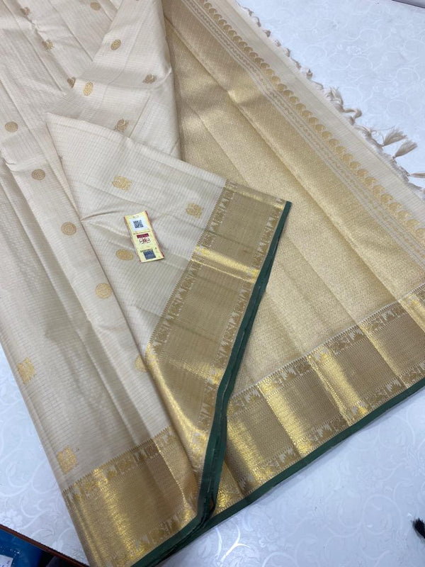 Half White Traditional Kanchipuram Silk Saree