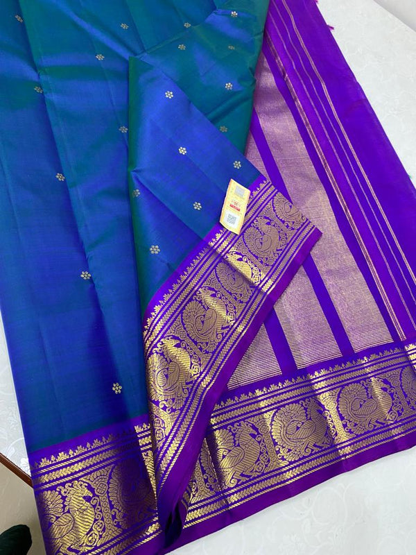 Peacock Blue Kanchipuram Silk Saree