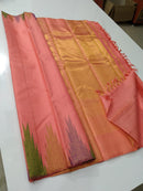 Peach Pink Temple Border Kanchipuram Silk Saree