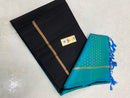 Plain Black Soft Silk Saree with Contrast Designer Pallu & Blouse