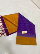 Mustard Plain Soft Silk Saree with Contrast Designer Pallu & Blouse