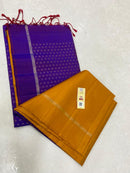 Mustard Plain Soft Silk Saree with Contrast Designer Pallu & Blouse
