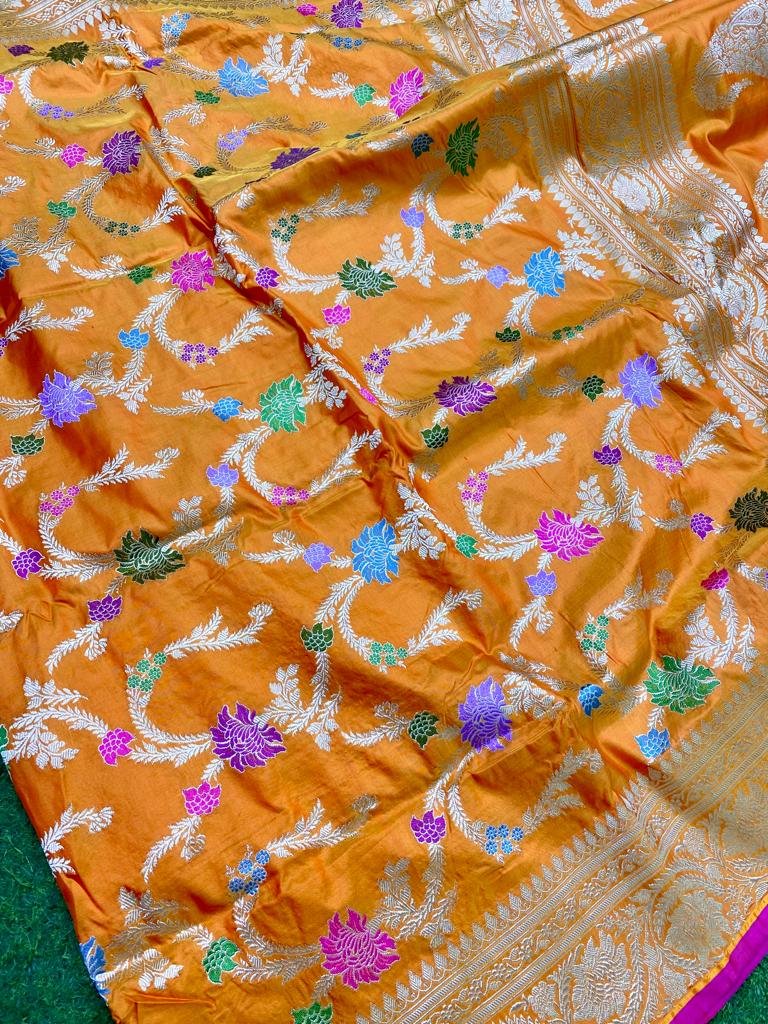 Catalogue - Pure Katan Banarasi Kadhwa Meenakari Jangla Sarees Collection