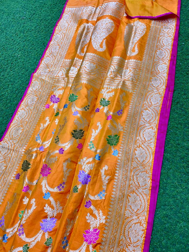 Catalogue - Pure Katan Banarasi Kadhwa Meenakari Jangla Sarees Collection