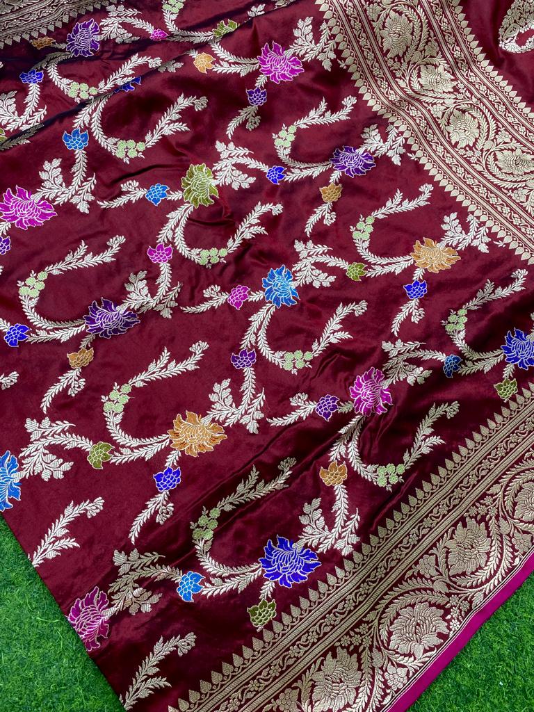 Catalogue - Pure Katan Banarasi Kadhwa Meenakari Jangla Sarees Collection