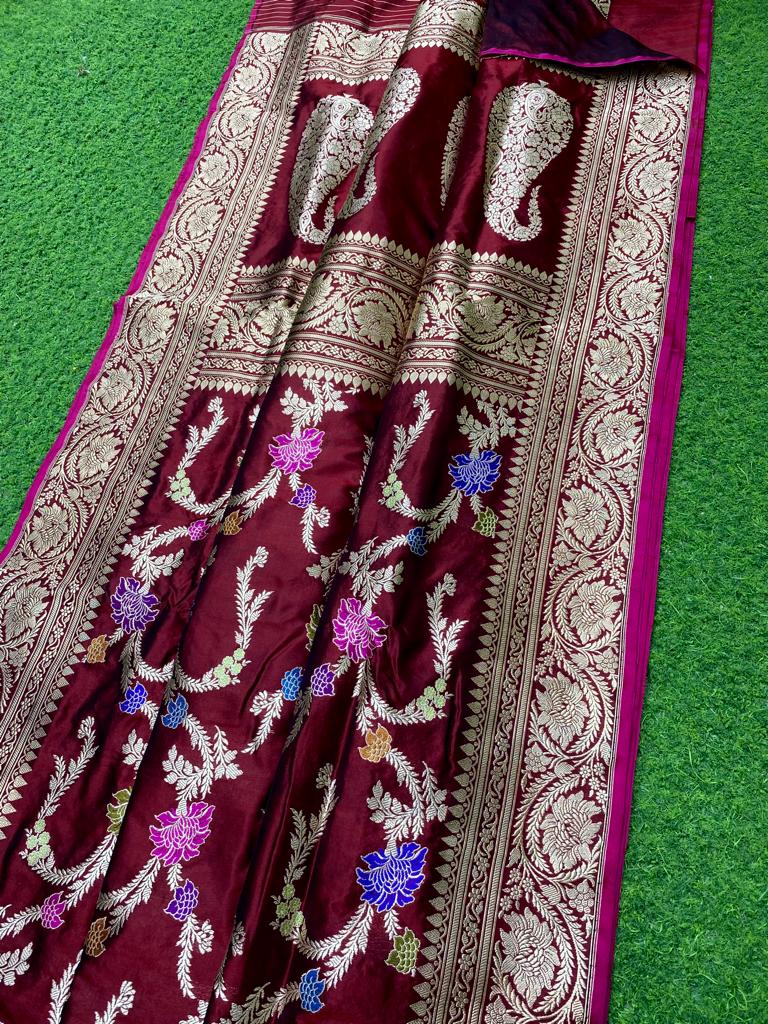 Catalogue - Pure Katan Banarasi Kadhwa Meenakari Jangla Sarees Collection