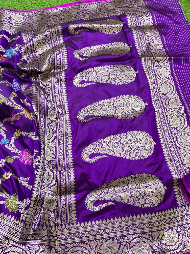 Catalogue - Pure Katan Banarasi Kadhwa Meenakari Jangla Sarees Collection