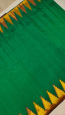 Leaf Green Maroon Korvai Temple Border Kanchipuram Silk Saree