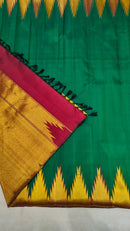 Leaf Green Maroon Korvai Temple Border Kanchipuram Silk Saree