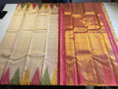 Half White Temple Border Zari Lines Handloom Pure Kanchipuram Silk Saree