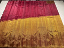 Pure Zari Maroon mixed Wine Shade Raising Temple Border Kanchipuram Silk Saree with Double Side Border