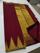 Maroon Temple Border Kanchipuram Silk Saree