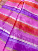 Multicolour Rangkat Style Pure Banarasi Kora Organza Silk Saree