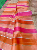 Multicolour Rangkat Style Pure Banarasi Kora Organza Silk Saree
