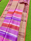 Multicolour Rangkat Style Pure Banarasi Kora Organza Silk Saree
