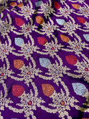Purple Banarasi Silk Katan Jal Meenakari Saree
