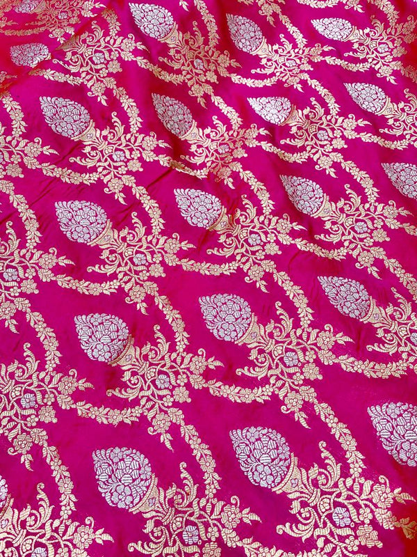 Pink Banarasi Silk Katan Jal Meenakari Saree