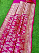 Pink Banarasi Silk Katan Jal Meenakari Saree