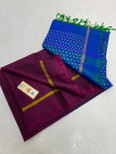 Plain Wine Soft Silk Saree with Contrast Designer Pallu & Blouse